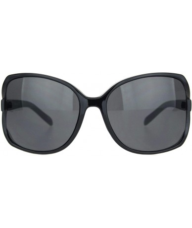 Butterfly Womens Large Exposed Side Lens Butterfly Plastic Sunglasses - All Black - CY18O28INLK $19.03