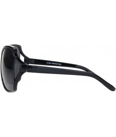 Butterfly Womens Large Exposed Side Lens Butterfly Plastic Sunglasses - All Black - CY18O28INLK $19.03