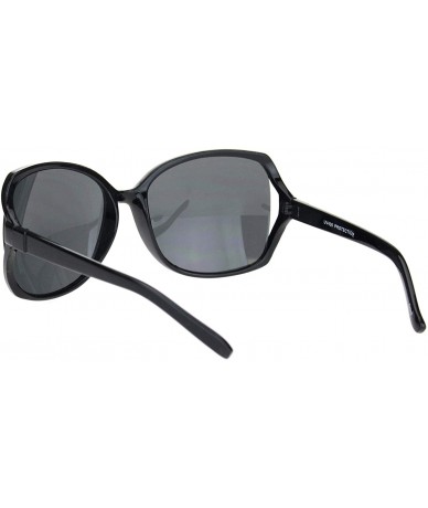 Butterfly Womens Large Exposed Side Lens Butterfly Plastic Sunglasses - All Black - CY18O28INLK $19.03