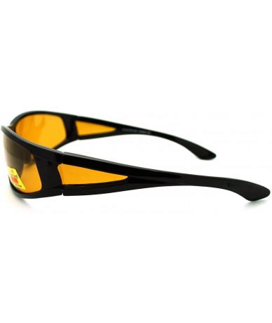 Sport Polarized Lens Mens Wrap Around Sports Sunglasses - Black - CM186GIHTR6 $22.26