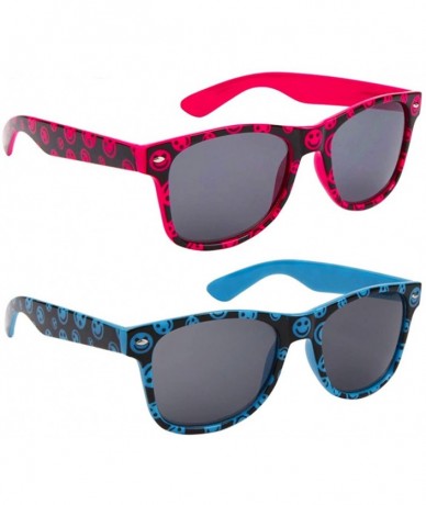 Wayfarer 2 Pair HQ+ Smile Fancies by Sojayo (Multiple Colors) - 1 Blue & 1 Dark Pink (2 Pack) - CZ18C4U8ADM $26.66