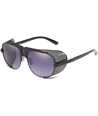 Shield Men's SJR-A19 Flat Top Mesh Side Shield Metal Aviator Sunglasses (black+grey) - C618H624Q2M $36.02