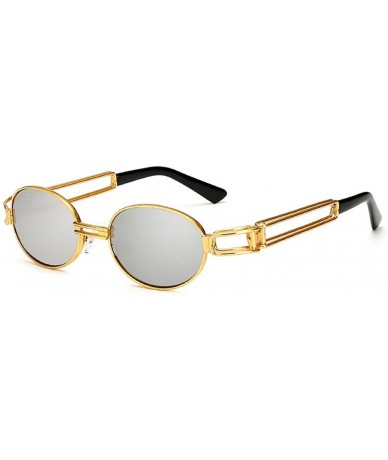 Oval Vintage Designer Fashion Sunglasses Oval Frame UV Protection - Gold-silver - CY12NU202ZD $25.58