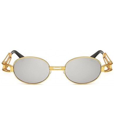 Oval Vintage Designer Fashion Sunglasses Oval Frame UV Protection - Gold-silver - CY12NU202ZD $25.58