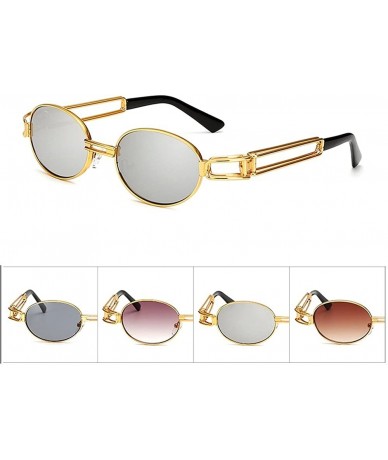 Oval Vintage Designer Fashion Sunglasses Oval Frame UV Protection - Gold-silver - CY12NU202ZD $25.58