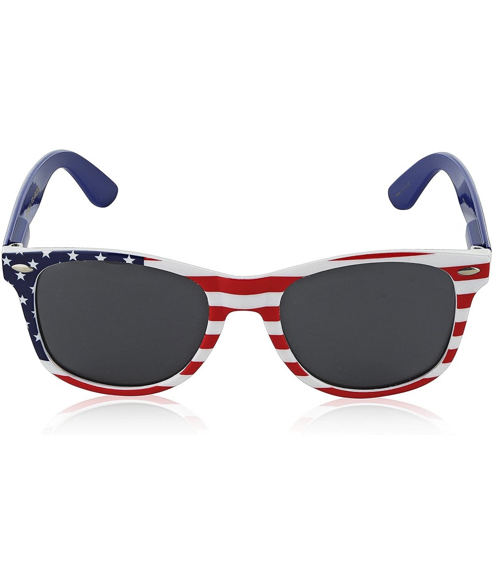 Square Usa Sunglasses American Flag Glasses July 4 Accessories UV400 Protected - 1 America Polarized Lens - Blue Arm - CV19CK...