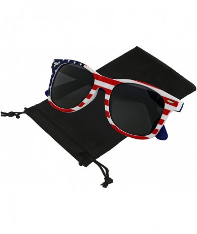 Square Usa Sunglasses American Flag Glasses July 4 Accessories UV400 Protected - 1 America Polarized Lens - Blue Arm - CV19CK...