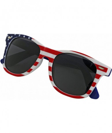 Square Usa Sunglasses American Flag Glasses July 4 Accessories UV400 Protected - 1 America Polarized Lens - Blue Arm - CV19CK...