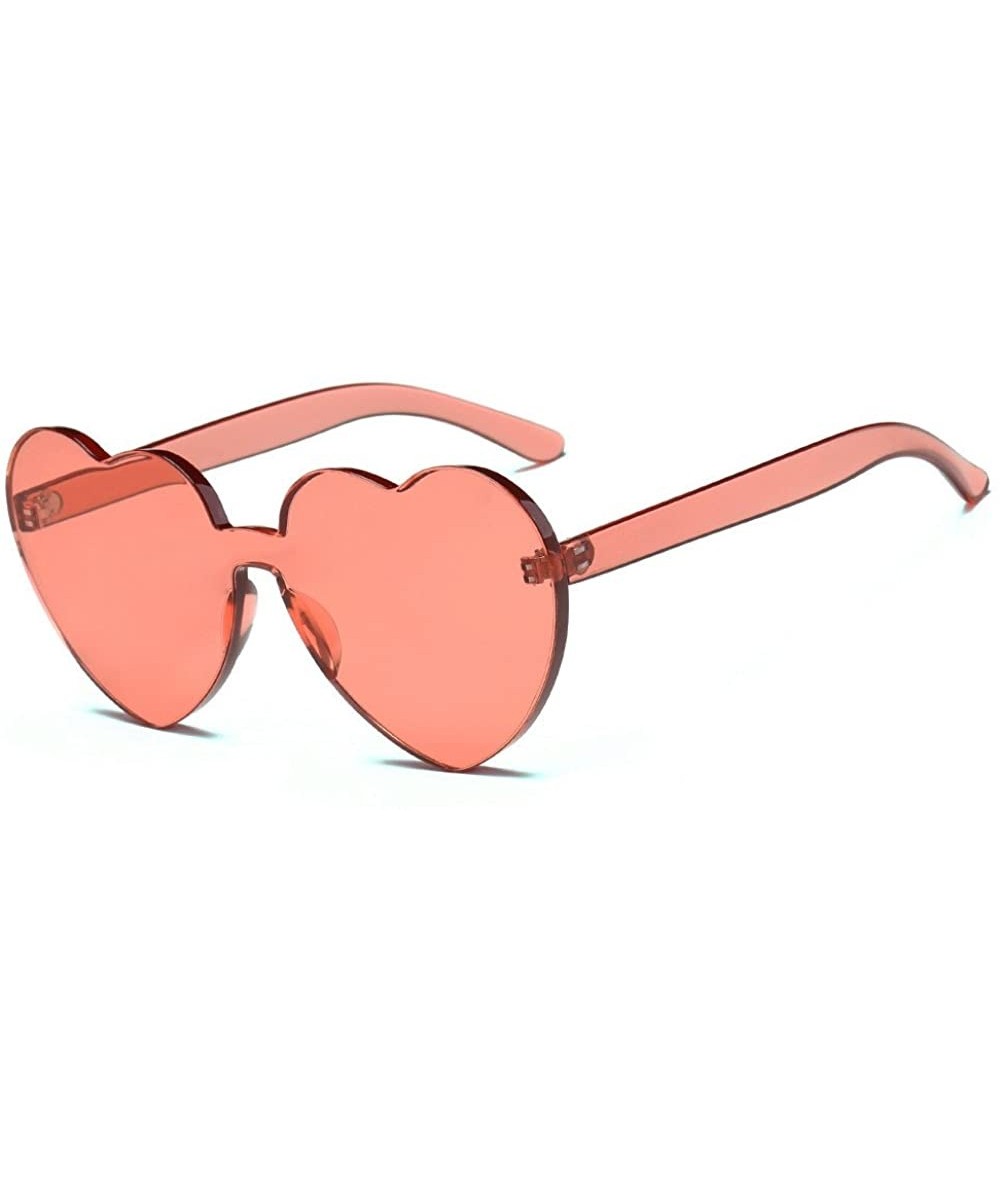 Rimless Girls Heart Shaped Rimless Sunglasses Transparent Frameless Glasses Tinted Eyewear for Women Party Cosplay - E - CV18...