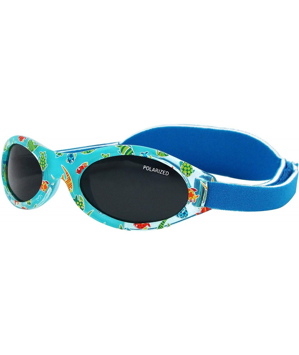 Shield PREMIUM Sunglasses Baby 0-2 year Polarized UV Protection Adjustable Band - 08 Blue Fish Ki30311 - CU18NG2RNXC $35.05