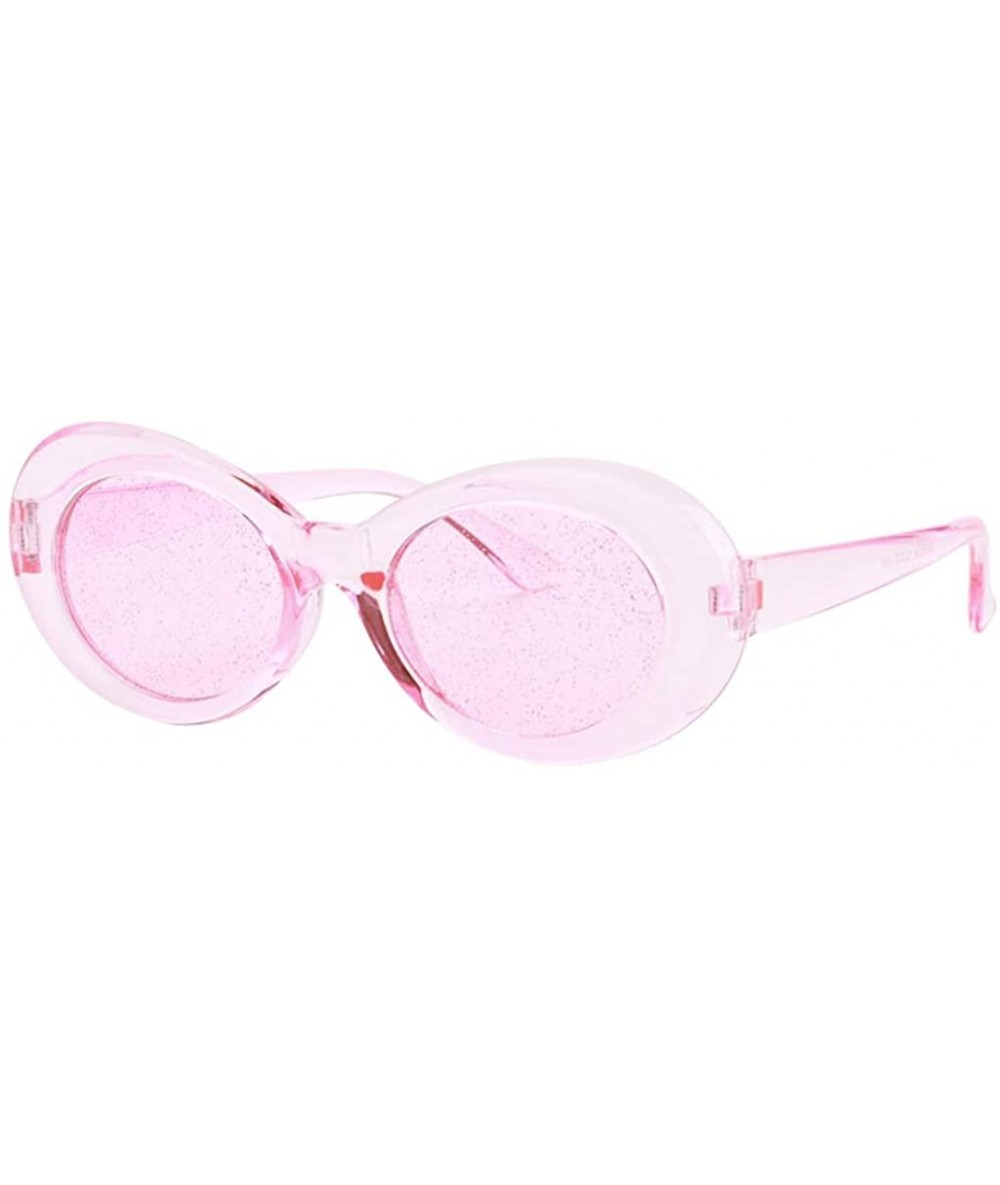 Oval Women Men Transparent Clout Goggles Mod Thick Frame Novelty - Pink - CW190QZQRK2 $17.69