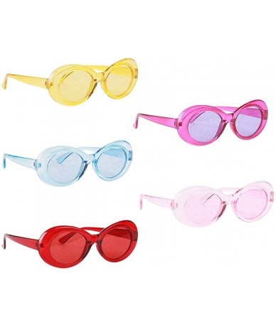 Oval Women Men Transparent Clout Goggles Mod Thick Frame Novelty - Pink - CW190QZQRK2 $17.69