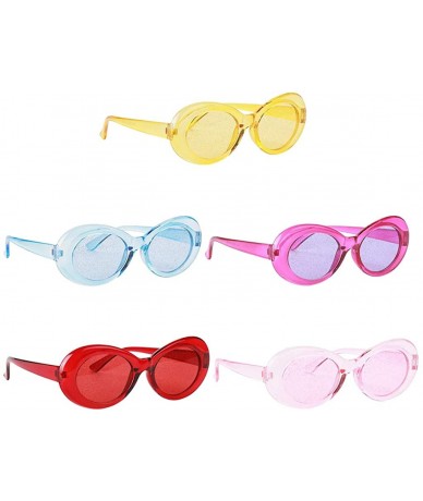 Oval Women Men Transparent Clout Goggles Mod Thick Frame Novelty - Pink - CW190QZQRK2 $17.69