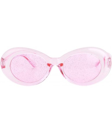 Oval Women Men Transparent Clout Goggles Mod Thick Frame Novelty - Pink - CW190QZQRK2 $17.69