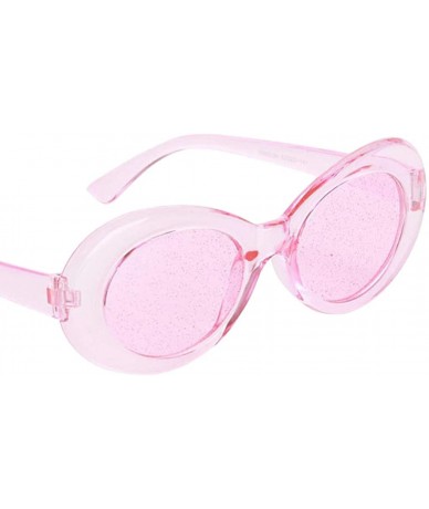 Oval Women Men Transparent Clout Goggles Mod Thick Frame Novelty - Pink - CW190QZQRK2 $17.69