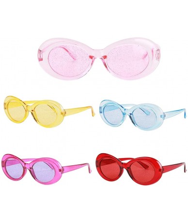 Oval Women Men Transparent Clout Goggles Mod Thick Frame Novelty - Pink - CW190QZQRK2 $17.69