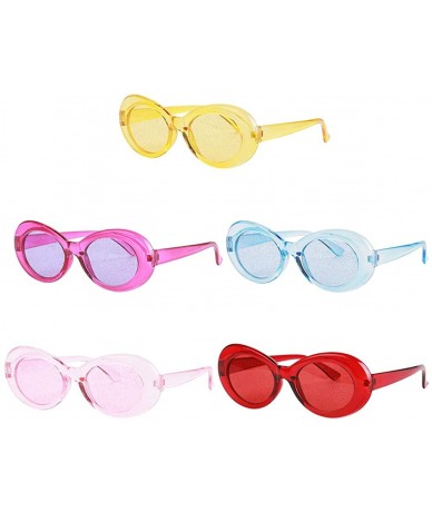 Oval Women Men Transparent Clout Goggles Mod Thick Frame Novelty - Pink - CW190QZQRK2 $17.69