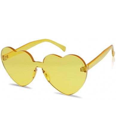 Round Overisized Novelty Transparent Once Piece Colorful Heart Shape Sunglasses - Yellow - CG180L05X98 $20.17