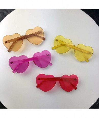 Round Overisized Novelty Transparent Once Piece Colorful Heart Shape Sunglasses - Yellow - CG180L05X98 $20.17