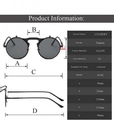 Round Retro Round 80's Flip Up Steampunk Sunglasses Mirror Vintage Circle Sun Glasses Eyewear for Men Women - CN18UY4UMDW $24.28