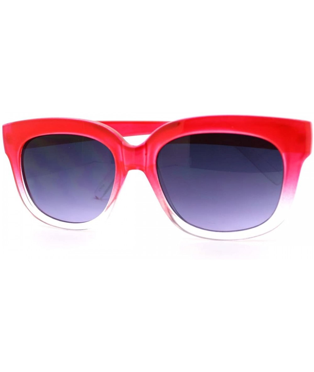 Wayfarer Super Retro Square Sunglasses Womens Thick Horn Rim Fashion Frame 2-Tone - Red - CS11CB4O59R $19.70