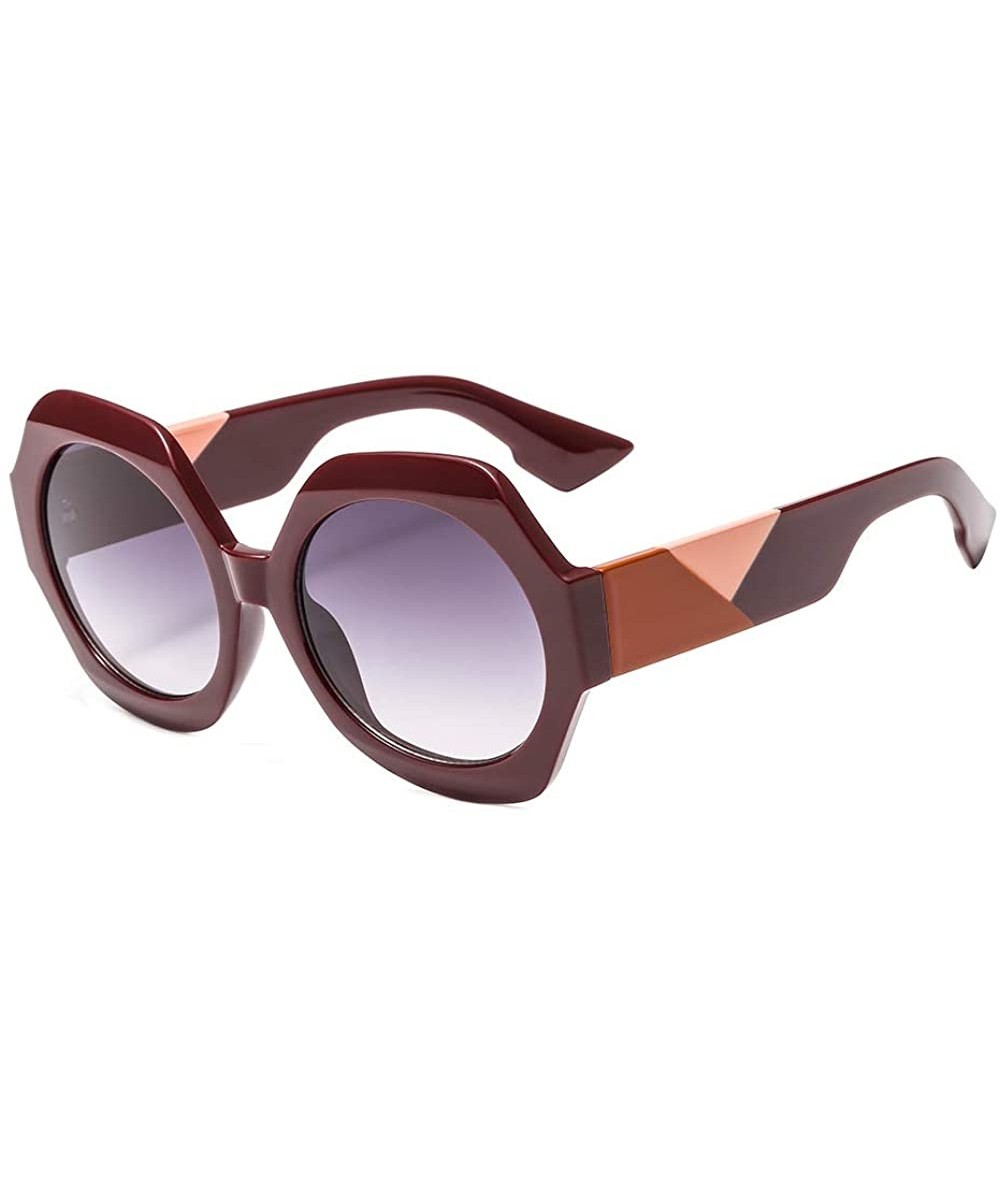 Round Mixed Colors Arm Retro Polygon Sunglasses Women Brand Designer Fashion Round Sun Glasses UV400 - Red - CG18NRKWKKS $22.95