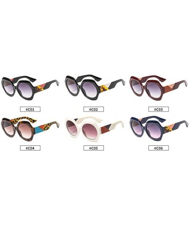 Round Mixed Colors Arm Retro Polygon Sunglasses Women Brand Designer Fashion Round Sun Glasses UV400 - Red - CG18NRKWKKS $22.95