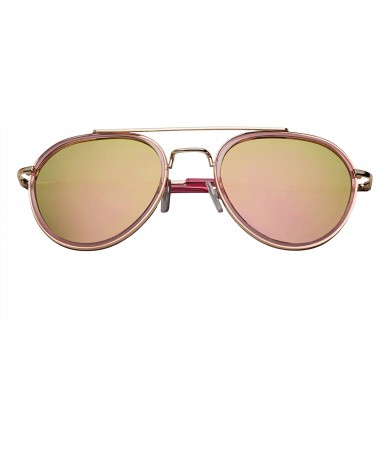 Aviator Women's Cute Unique Mirror Lens Aviator Sunglasses - Pink - Pink Mirror - CX12EPJFVYN $22.64