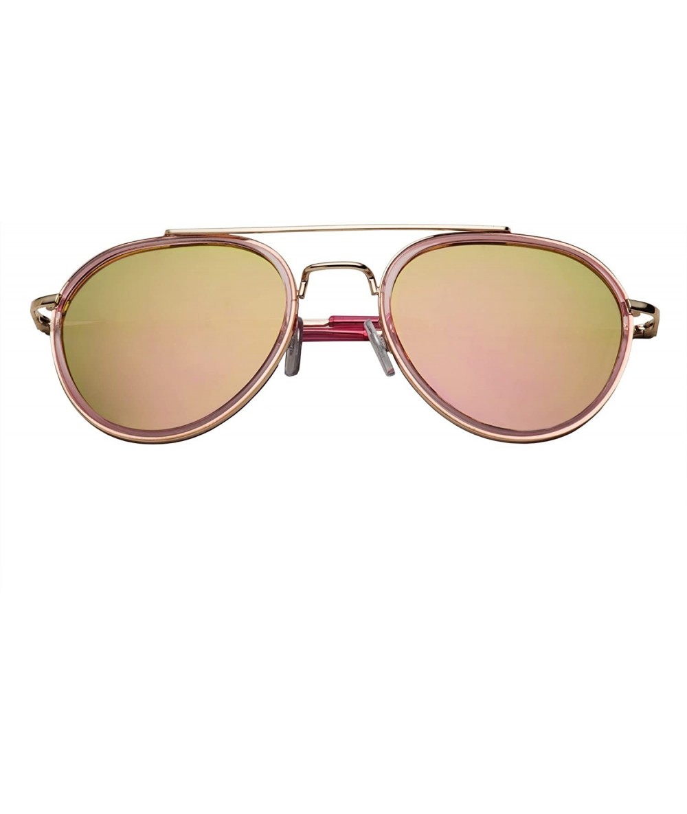 Aviator Women's Cute Unique Mirror Lens Aviator Sunglasses - Pink - Pink Mirror - CX12EPJFVYN $22.64