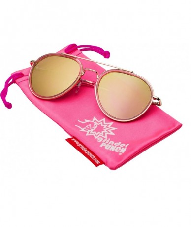 Aviator Women's Cute Unique Mirror Lens Aviator Sunglasses - Pink - Pink Mirror - CX12EPJFVYN $22.64