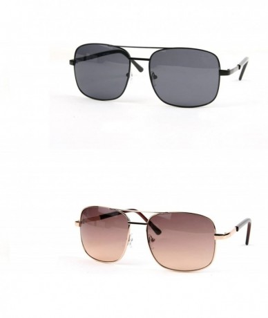 Aviator Classic Square Aviator Sunglasses P486 - 2 Pcs Black-smoke & Gold-brown - CQ11WSY8G09 $32.80