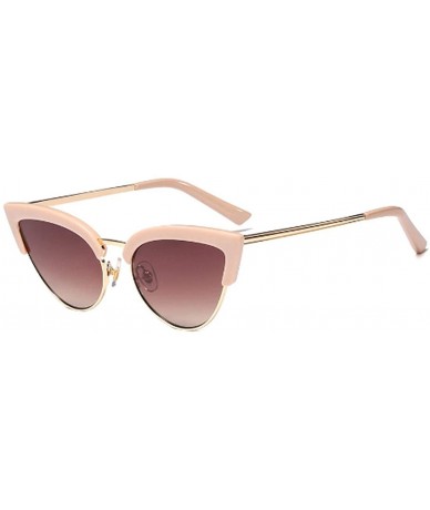 Cat Eye Women's Fashion Resin Cat Eye Half-Frame UV400 Protection Sunglasses - Pink Brown - CW18WE6E7S2 $45.60