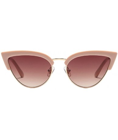 Cat Eye Women's Fashion Resin Cat Eye Half-Frame UV400 Protection Sunglasses - Pink Brown - CW18WE6E7S2 $45.60