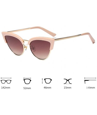 Cat Eye Women's Fashion Resin Cat Eye Half-Frame UV400 Protection Sunglasses - Pink Brown - CW18WE6E7S2 $45.60