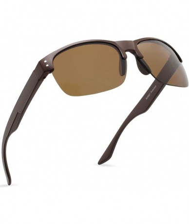 Semi-rimless Polarized Sunglasses for Men Women Golfing Driving 8021 - 2 Pack(brown+brown) - CM192EXHY95 $28.55