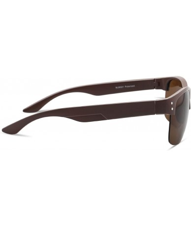 Semi-rimless Polarized Sunglasses for Men Women Golfing Driving 8021 - 2 Pack(brown+brown) - CM192EXHY95 $28.55