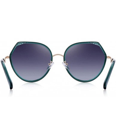 Oversized Women's Fashion Cat Eye Polarized Sunglasses Ladies Vintage Sun glasses UV400 - Green - CL18S2WZGLA $41.56