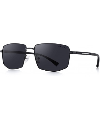 Aviator Mens Classic Sunglasses Male Polarized Rectangle Sun glasses For Men - Black - CE18OUM7CR0 $51.00