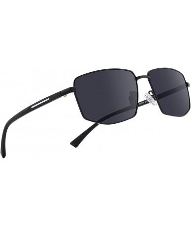 Aviator Mens Classic Sunglasses Male Polarized Rectangle Sun glasses For Men - Black - CE18OUM7CR0 $51.00