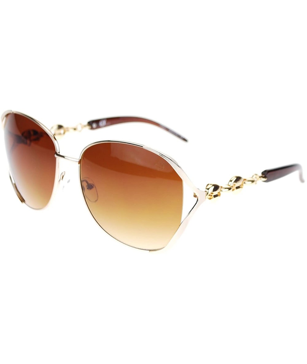 Butterfly Womens Sea Shell Gold Chain Temple Oversize Butterfly Sunglasses - Gold Tortoise - CX11Q16XS5D $19.55