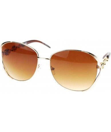 Butterfly Womens Sea Shell Gold Chain Temple Oversize Butterfly Sunglasses - Gold Tortoise - CX11Q16XS5D $19.55