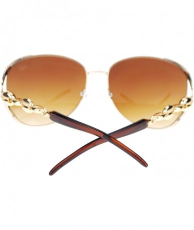 Butterfly Womens Sea Shell Gold Chain Temple Oversize Butterfly Sunglasses - Gold Tortoise - CX11Q16XS5D $19.55