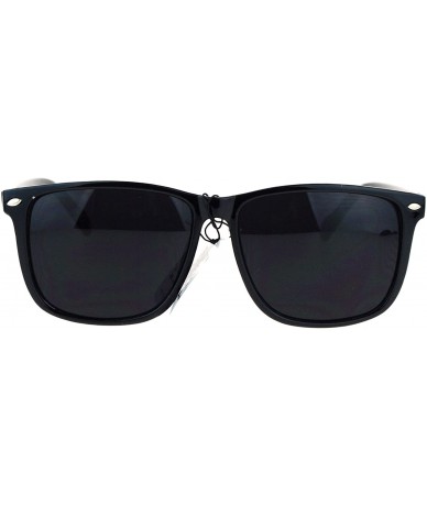 Square Super Dark Lens Sunglasses Black Square Spring Hinge Frame Unisex Fashion - Shiny Black - C3185HIXRGH $18.98