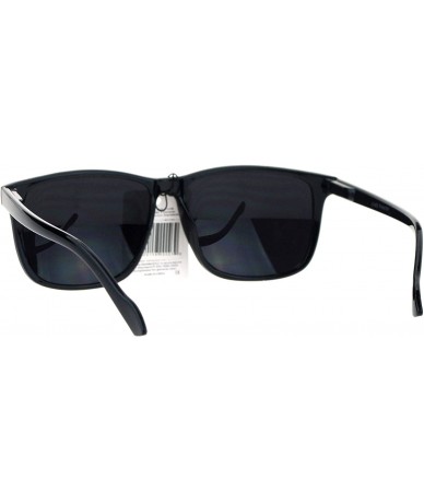 Square Super Dark Lens Sunglasses Black Square Spring Hinge Frame Unisex Fashion - Shiny Black - C3185HIXRGH $18.98