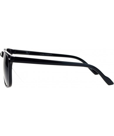 Square Super Dark Lens Sunglasses Black Square Spring Hinge Frame Unisex Fashion - Shiny Black - C3185HIXRGH $18.98