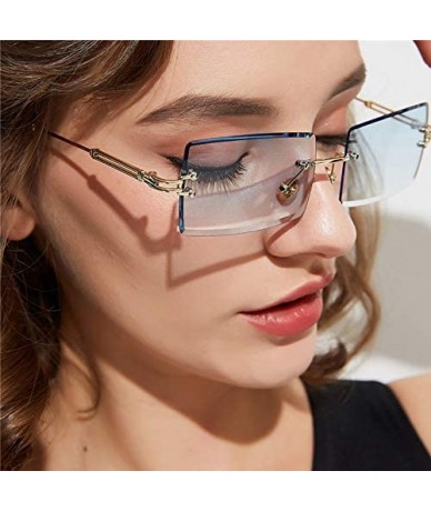 Square Rectangle Sunglasses Rimless Square Glasses - C1 - C318Y405G44 $40.84