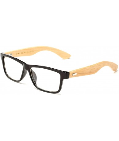 Oval Unisex Clear Frames Squared Design Comfortable Stylish for Women and Men Thick Frame - Bamboo Black - CO12NH9S1XY $18.83