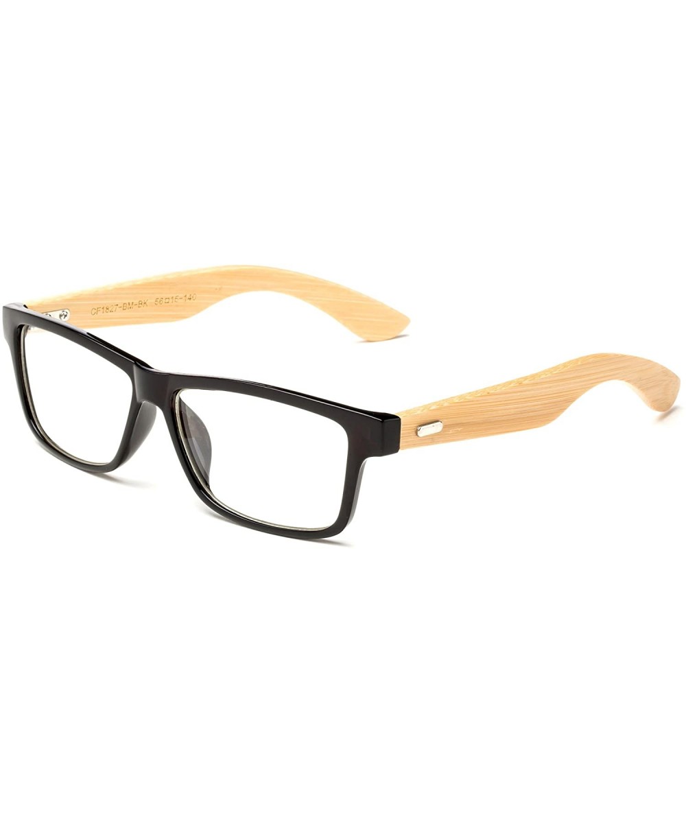 Oval Unisex Clear Frames Squared Design Comfortable Stylish for Women and Men Thick Frame - Bamboo Black - CO12NH9S1XY $18.83