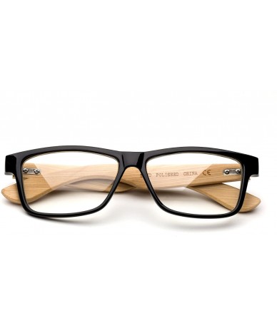 Oval Unisex Clear Frames Squared Design Comfortable Stylish for Women and Men Thick Frame - Bamboo Black - CO12NH9S1XY $18.83