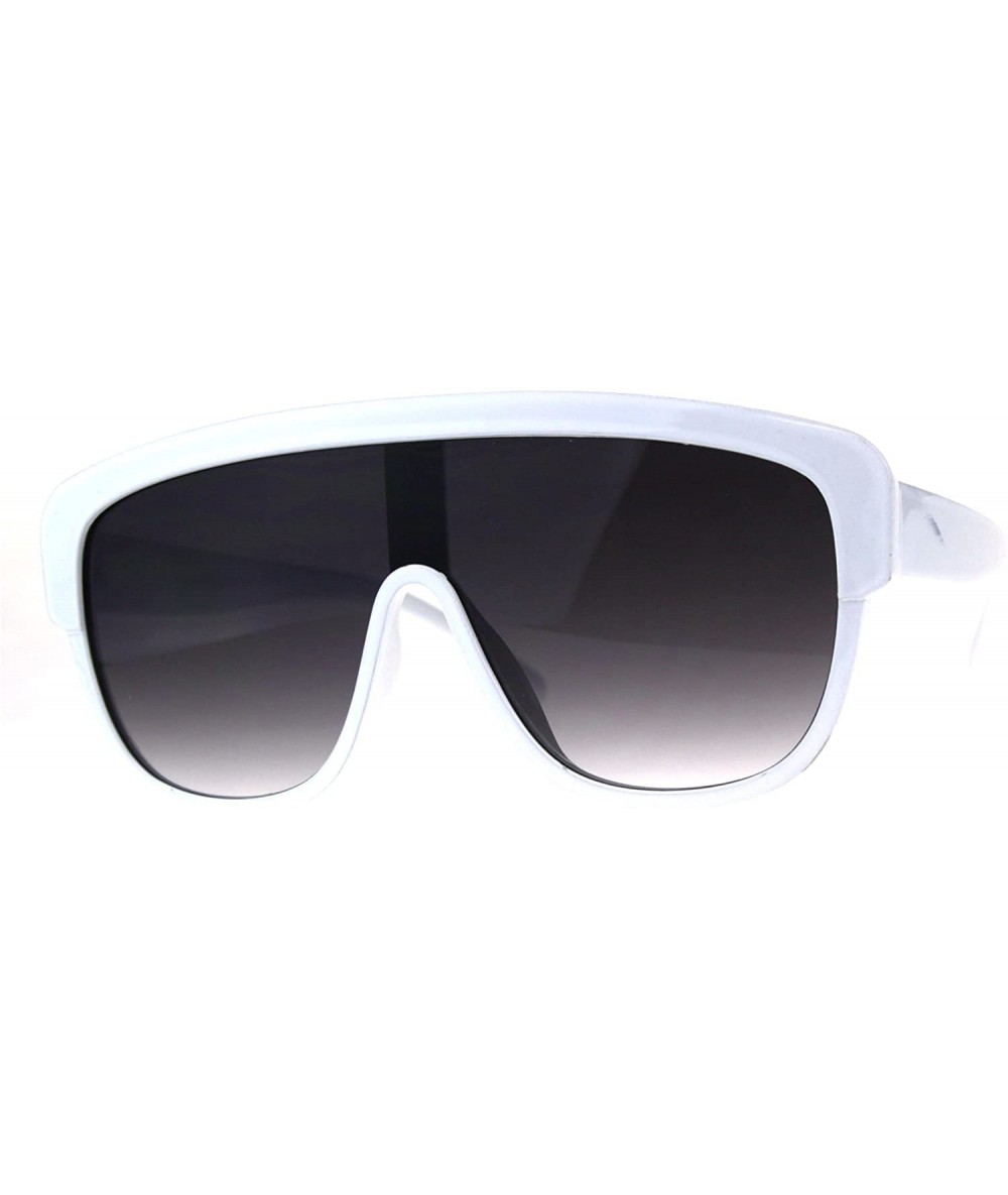 Shield Oversized Fashion Sunglasses Arched Top Futuristic Shield Frame UV 400 - White (Smoke) - CM18CTNZ2UU $20.81